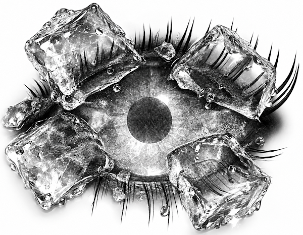 Auge mit Eiswürfel
